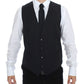 Dolce & Gabbana Elegant Gray Striped Dress Vest