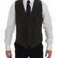 Dolce & Gabbana Elegant Checkered Green Dress Vest