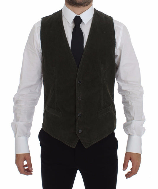 Dolce & Gabbana Elegant Checkered Green Dress Vest