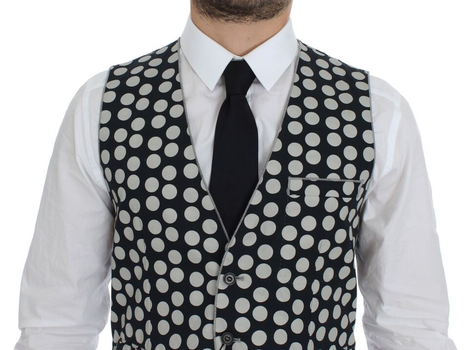 Dolce & Gabbana Elegant Blue Dotted Dress Vest