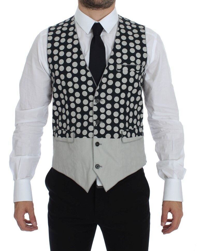 Dolce & Gabbana Elegant Blue Dotted Dress Vest