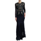 Dolce & Gabbana Crystal Embellished Navy Blue Flare Dress