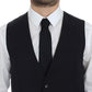 Dolce & Gabbana Elegant Gray Striped Wool-Silk Dress Vest