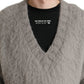 Dolce & Gabbana Elegant Grey V-Neck Alpaca Blend Sweater