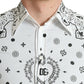 Dolce & Gabbana White Cotton Bandana Print Dress Shirt