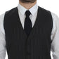 Dolce & Gabbana Elegant Gray Striped Wool Dress Vest