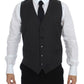 Dolce & Gabbana Elegant Gray Striped Wool Dress Vest