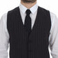 Dolce & Gabbana Elegant Gray Striped Dress Vest