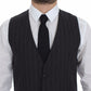 Dolce & Gabbana Elegant Striped Gray Dress Vest