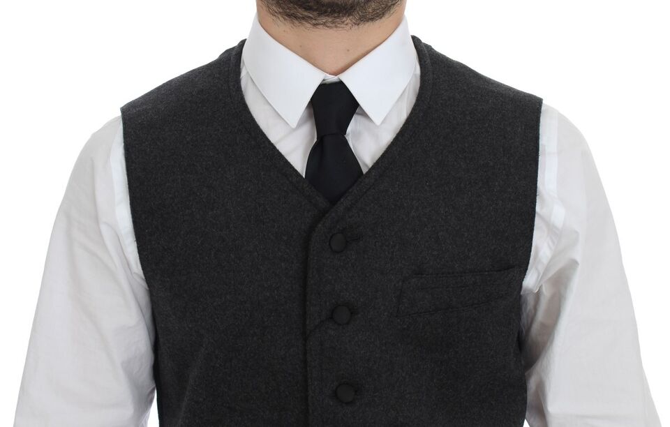 Dolce & Gabbana Elegant Gray Wool Blend Dress Vest