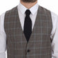 Dolce & Gabbana Elegant Brown Checkered Wool Dress Vest