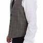 Dolce & Gabbana Elegant Brown Checkered Wool Dress Vest