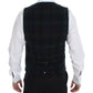 Dolce & Gabbana Elegant Black Dress Vest with Green Checkered Back