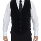 Dolce & Gabbana Elegant Black Dress Vest with Green Checkered Back