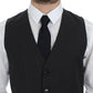 Dolce & Gabbana Elegant Gray Striped Dress Vest