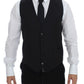 Dolce & Gabbana Elegant Black Striped Wool Dress Vest