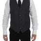 Dolce & Gabbana Elegant Gray Striped Wool Dress Vest