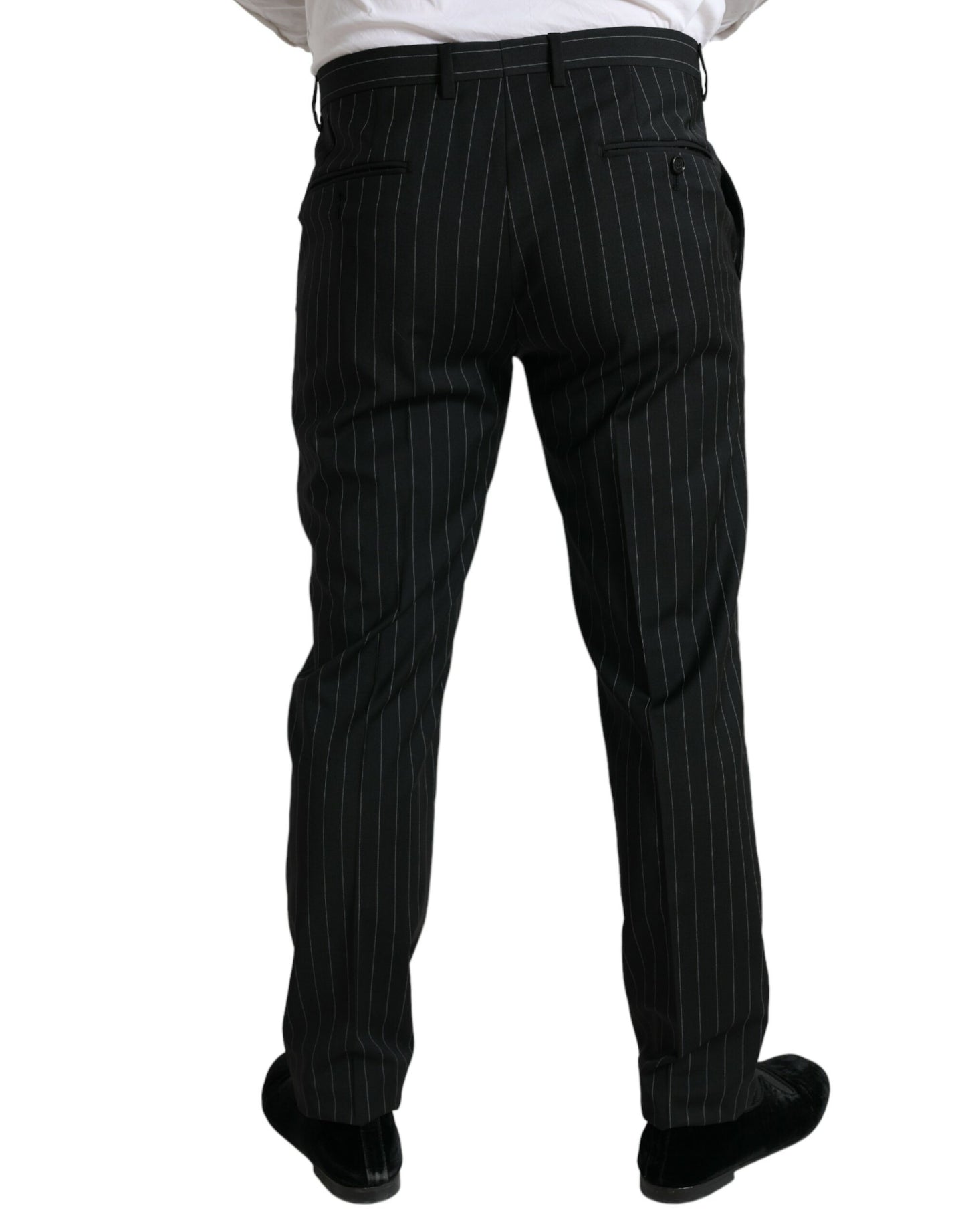 Dolce & Gabbana Black and White Striped Skinny Dress Pants