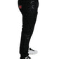 Dolce & Gabbana Exquisite Slim-fit Patterned Black Jeans