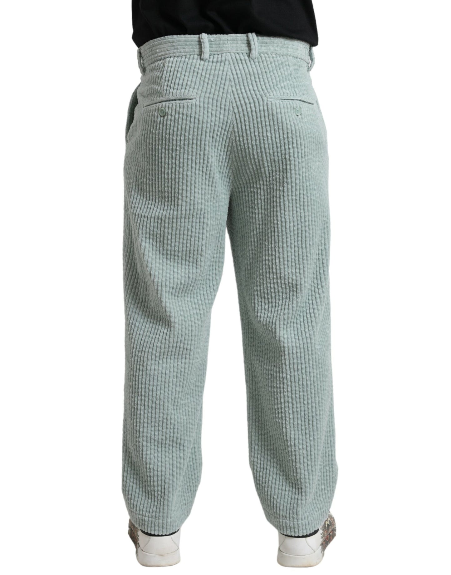 Dolce & Gabbana Elegant Light Blue Corduroy Cotton Pants