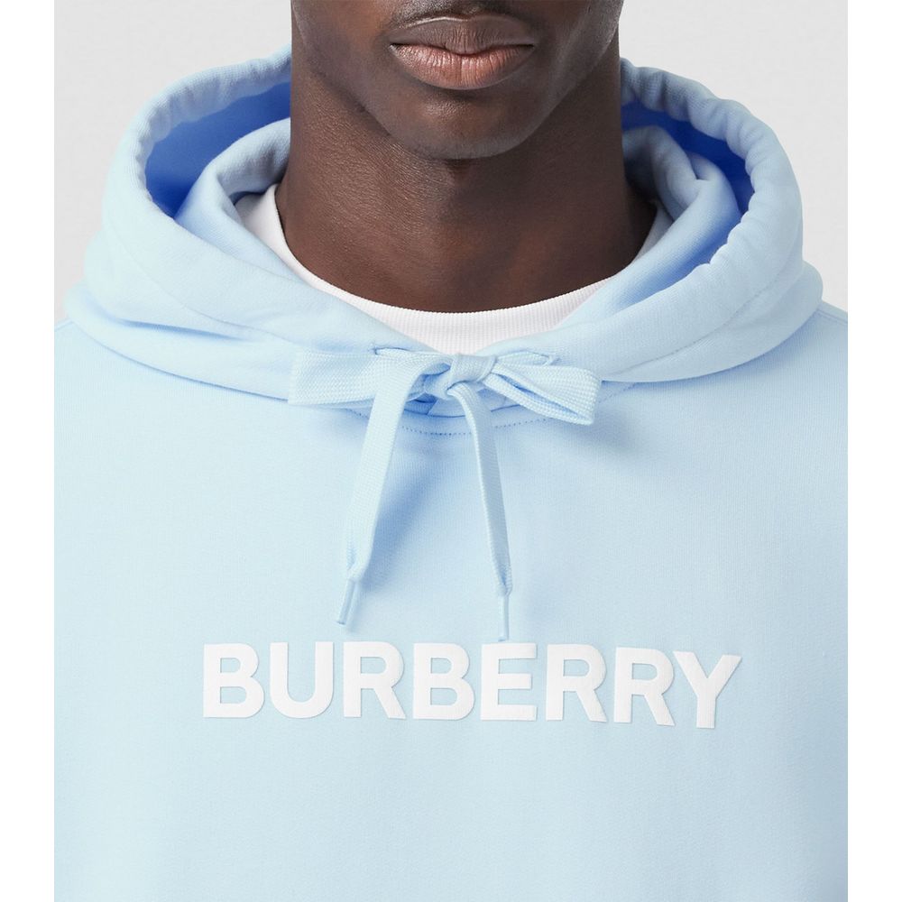 Burberry Elevated Light Blue Cotton Hoodie with Sleek Finish