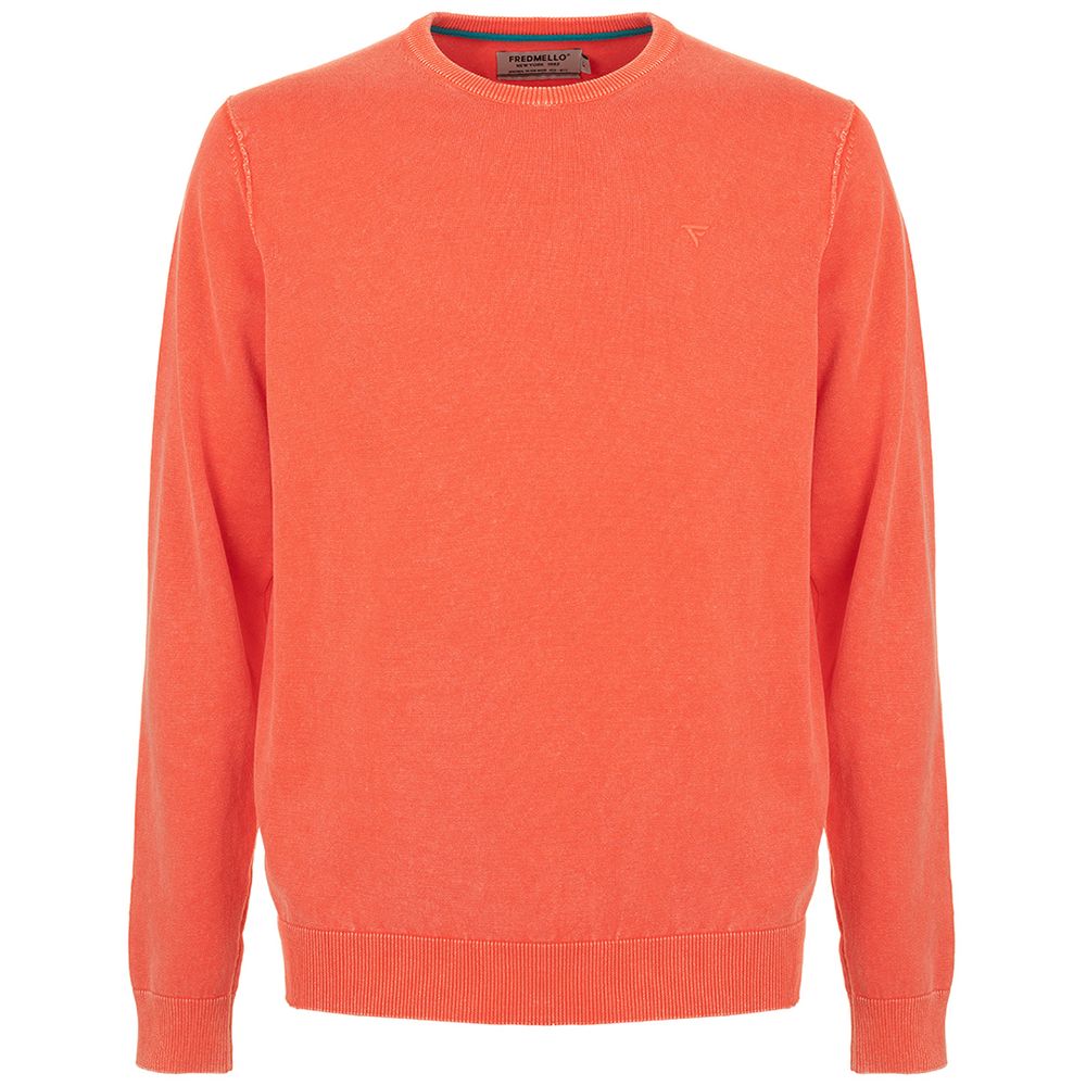 Fred Mello Embroidered Logo Crew Neck Sweater in Orange