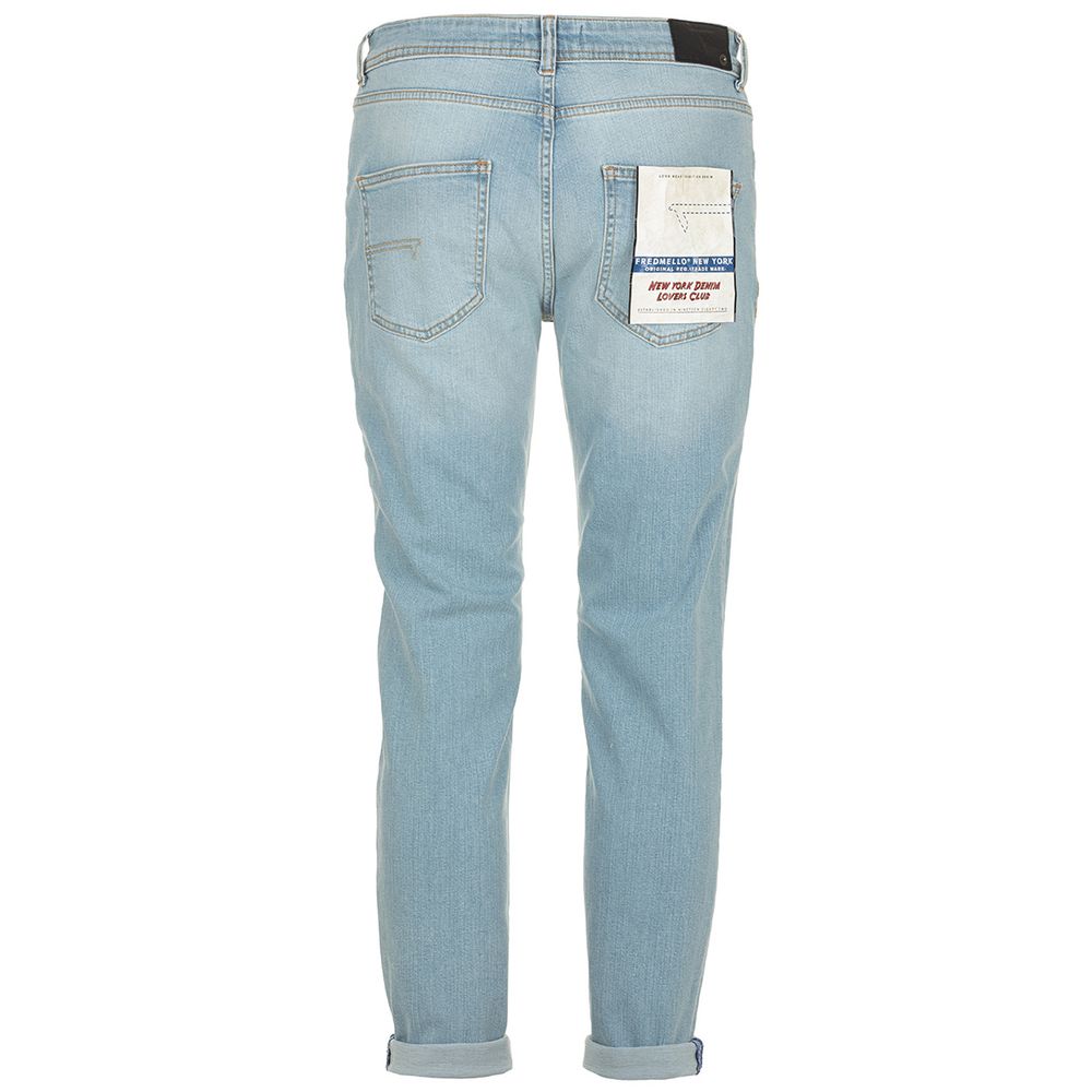 Fred Mello Chic Light Blue Denim with Subtle Stitch Accents