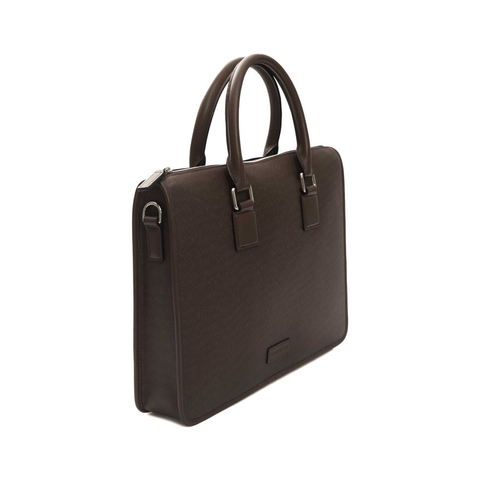 Cerruti 1881 Brown Calf Leather Men Briefcase