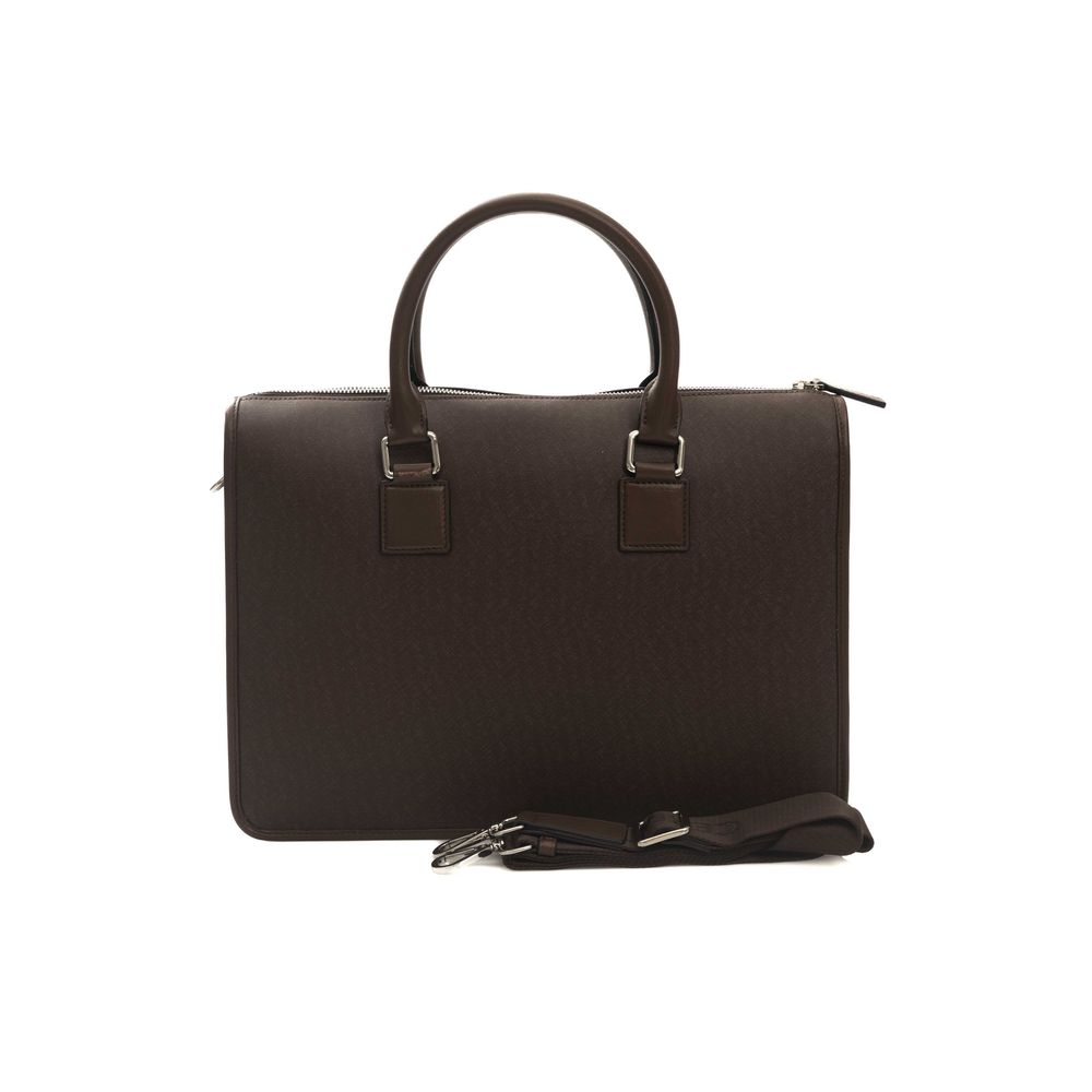 Cerruti 1881 Brown Calf Leather Men Briefcase