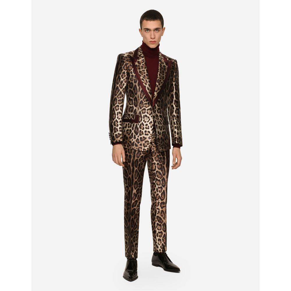 Dolce & Gabbana Elegant Leopard Print Silk Tuxedo Jacket