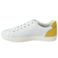 Dolce & Gabbana Elegant White Calfskin Sneakers with Yellow Accent