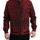 Dolce & Gabbana Red Leopard Nylon Bomber Jacket