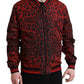 Dolce & Gabbana Red Leopard Nylon Bomber Jacket