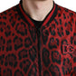 Dolce & Gabbana Red Leopard Nylon Bomber Jacket