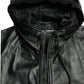 Dolce & Gabbana Elegant Black Leather Hooded Zip Jacket