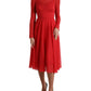 Dolce & Gabbana Elegant Red Pleated A-Line Midi Dress