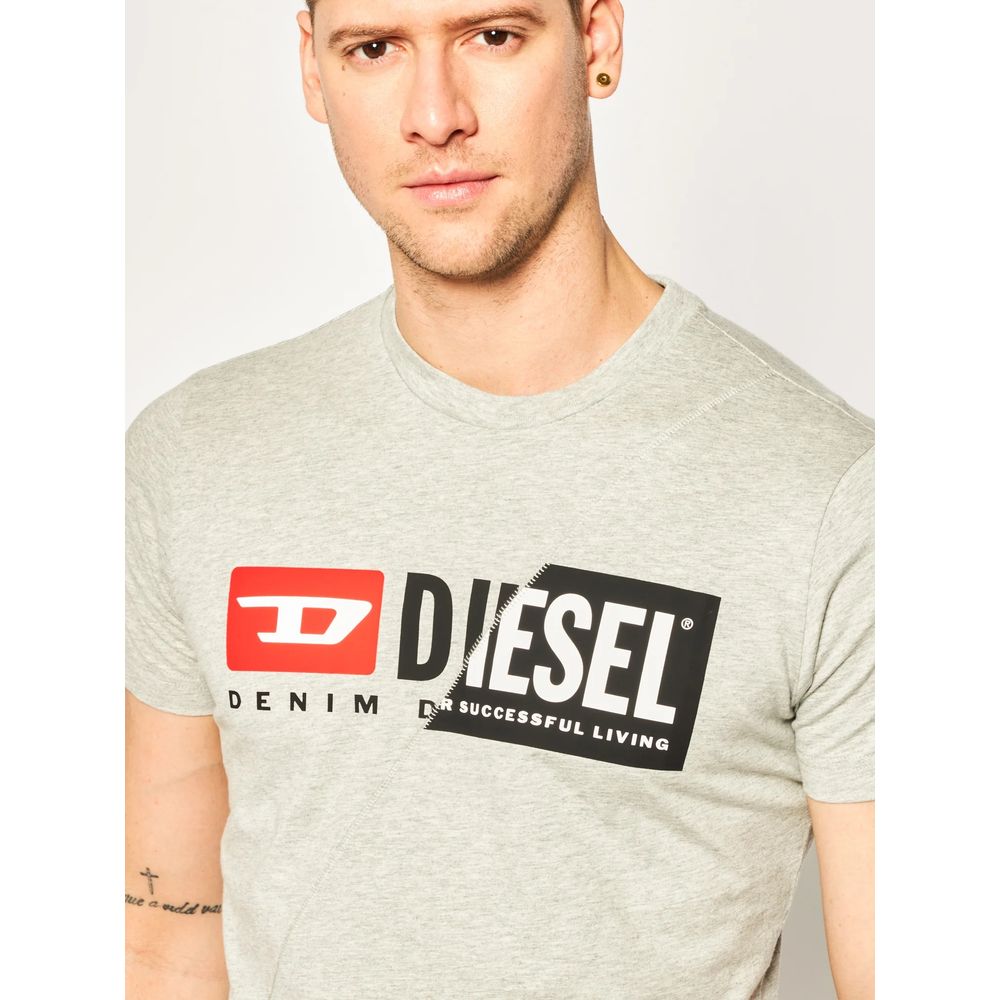 Diesel Sleek Gray Crew Neck Logo Tee