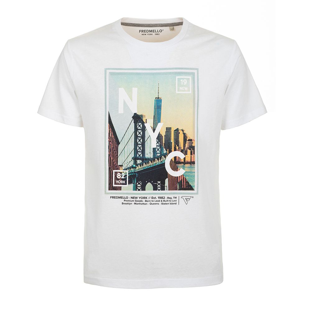 Fred Mello Crisp White Cotton Crewneck Tee