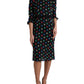 Dolce & Gabbana Elegant High Neck Polka Dot Midi Dress