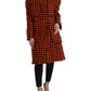 Dolce & Gabbana Elegant Houndstooth Long Coat in Vibrant Orange