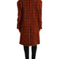 Dolce & Gabbana Elegant Houndstooth Long Coat in Vibrant Orange