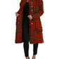 Dolce & Gabbana Elegant Houndstooth Long Coat in Vibrant Orange