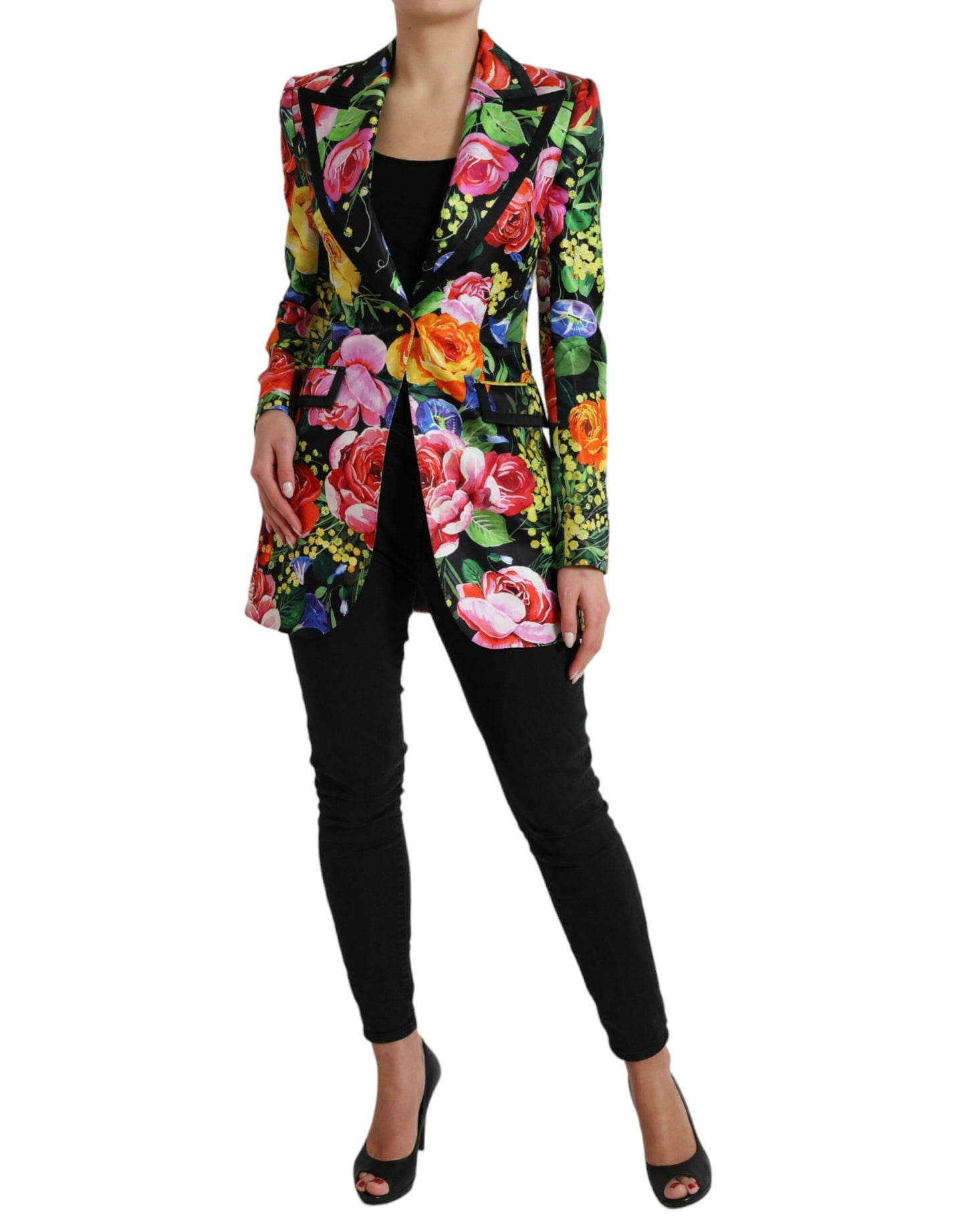 Dolce & Gabbana Elegant Multicolor Silk Blend Floral Blazer