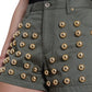 Dolce & Gabbana Emerald High Waist Embellished Shorts