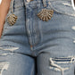 Dolce & Gabbana High Waist Embellished Bermuda Denim Shorts