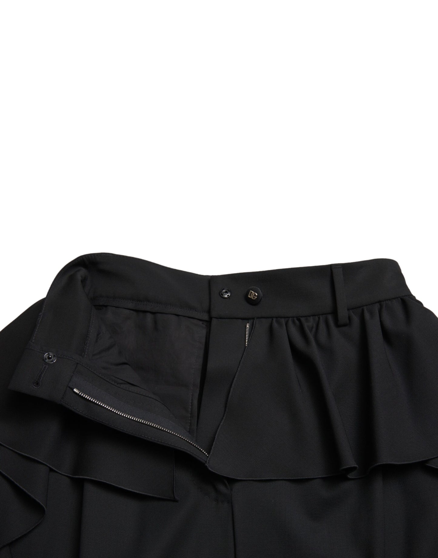 Dolce & Gabbana Elegant High Waist Ruffled Black Pants