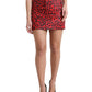 Dolce & Gabbana High Waist Red Leopard Mini Skirt