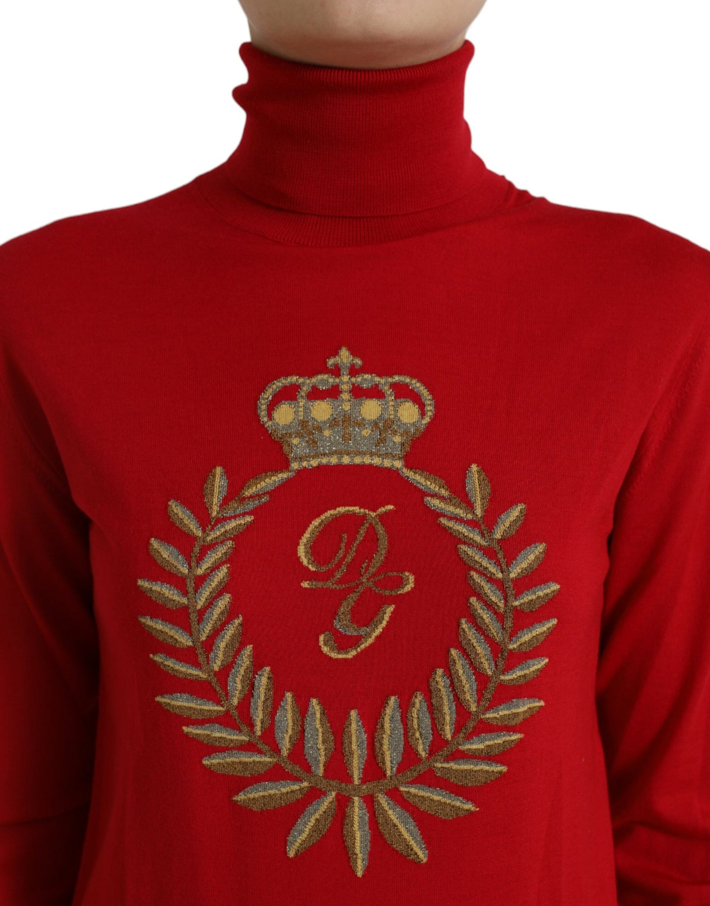 Dolce & Gabbana Elegant Red Turtleneck Wool Blend Sweater