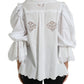 Dolce & Gabbana Elegant White Lace Trim Blouse Top