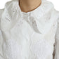 Dolce & Gabbana Elegant White Lace Trim Blouse Top